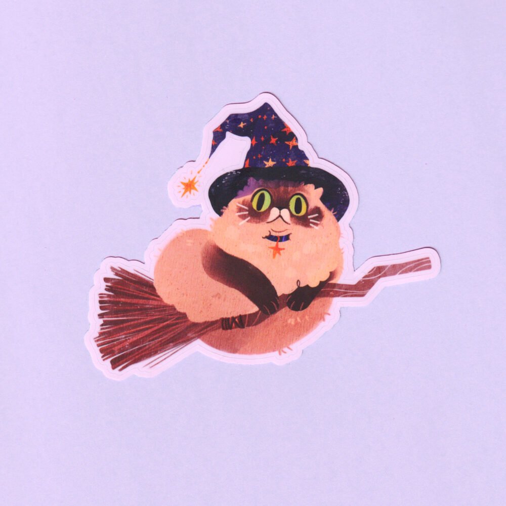 CzarMEOWdziej na Miotle Naklejka