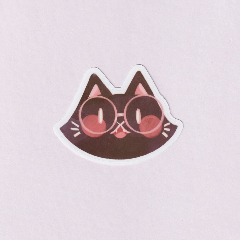 Wesoły Czarny Kotek Naklejka