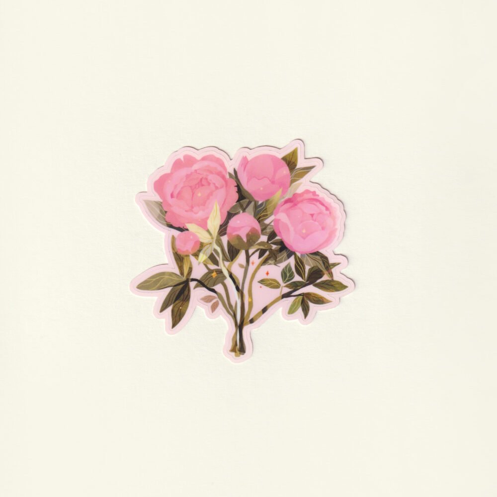 Piwonie czy Peonie? | Ciemnoróżowe | Jasnoróżowe | Naklejka