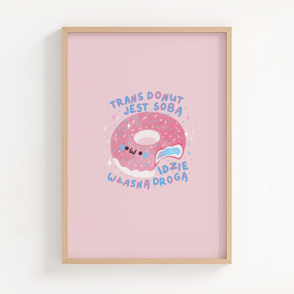 Trans Donut Różowy Art Print | A5 | A4 | A3 |