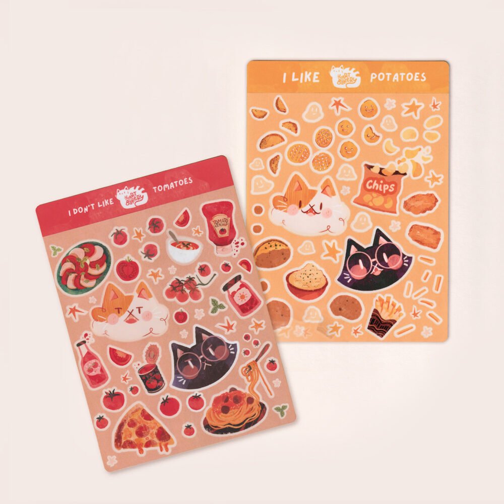 Kotki i Jedzonko Zestaw 2 Arkuszy Naklejek